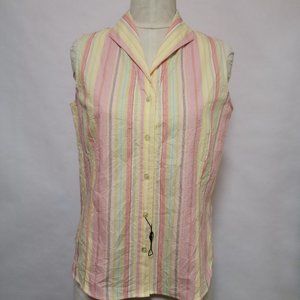 Foxcroft Sleeveless Fitted Wing Collar Shirt with Buttoned Front, Size 8 (NWOT)